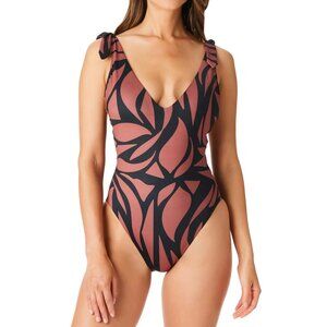 Anthropologie Sanctuary One-Piece Swimsuit Low Cut Open Back Bathing Suit Print